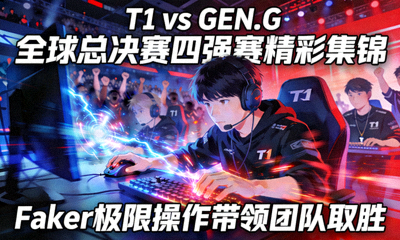 T1 vs GEN.G 全球总决赛四强赛精彩集锦，Faker极限操作带领团队取胜